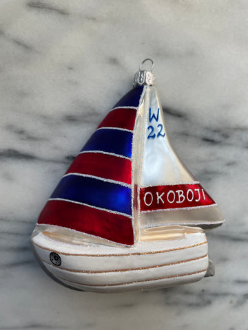Okoboji Sailboat Ornament - Red (2022) - IN STOCK ‘24