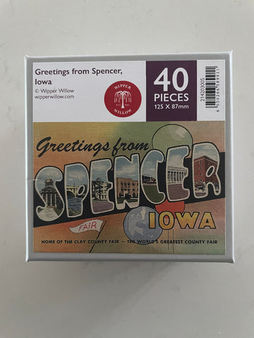 Greetings from Spencer Iowa wooden micro puzzle