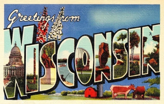 Wisconsin Postcard Ornament