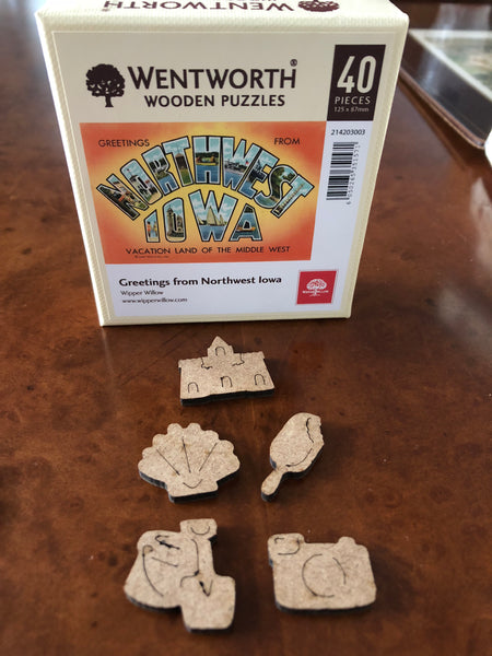 Greetings from Northwest Iowa wooden micro puzzle