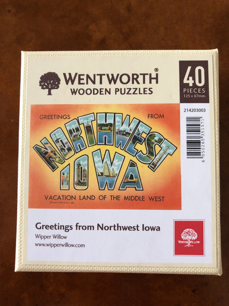 Greetings from Northwest Iowa wooden micro puzzle
